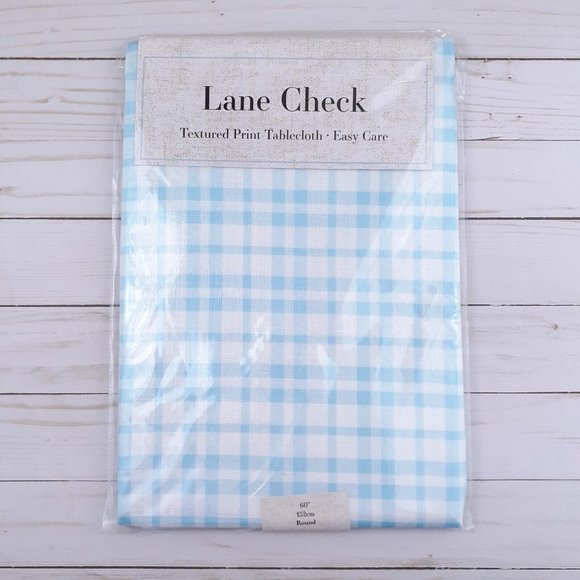 Fabric Tablecloth Blue White Checked 60 Inch Round - Picture 1 of 2